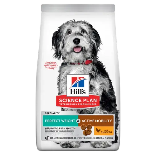 Hill's Science Plan Perfect Weight & Active Mobility Medium Adult Hundefutter mit Huhn