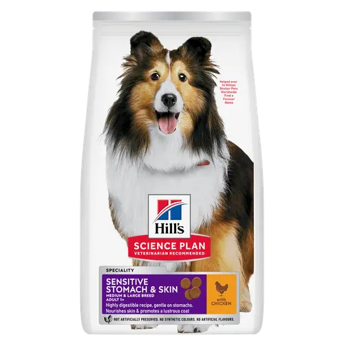 Hill's Science Plan Sensitive Stomach & Skin Medium & Large Breed Adult Hundefutter mit Huhn