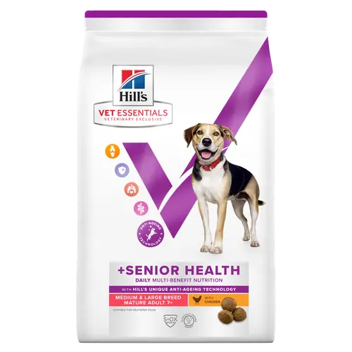 Hill's Vet Essentials MULTI-BENEFIT + Senior Health Mature Adult 7+ Medium & Large Breed Hundefutter mit Huhn