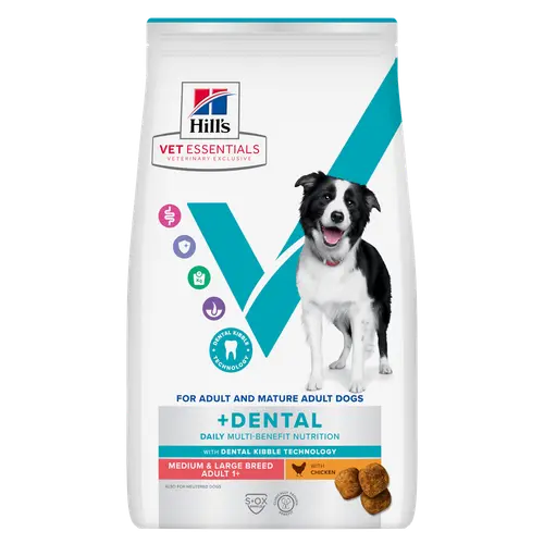 Hill's Vet Essentials MULTI-BENEFIT + Dental Adult 1+ Medium and Large Breed Hundefutter mit Huhn
