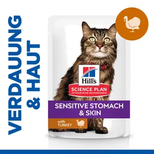 Hill's Science Plan Sensitive Stomach & Skin Adult Katzenfutter mit Truthahn