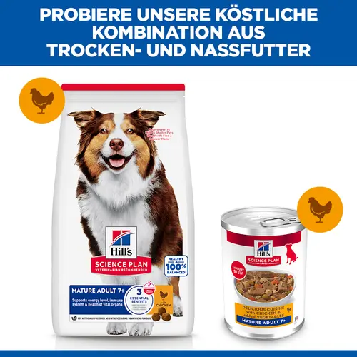 Hill's Science Plan Mature Adult Ragout für Hunde mit Huhn und zugefügtem Gemüse