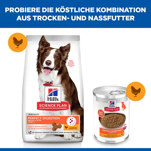 Hill's Science Plan Perfect Digestion Adult Hundefutter mit Huhn und Gemüse