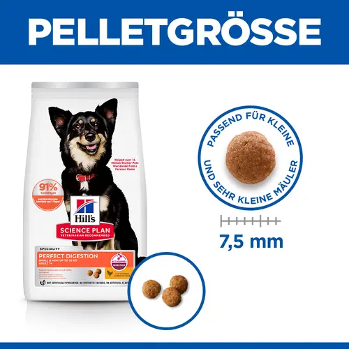 Hill's Science Plan Perfect Digestion Small & Mini Adult Hundefutter mit Huhn & braunem Reis