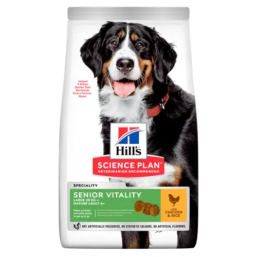 Hill's Science Plan Senior Vitality Large Breed Mature Adult Hundefutter mit Huhn & Reis